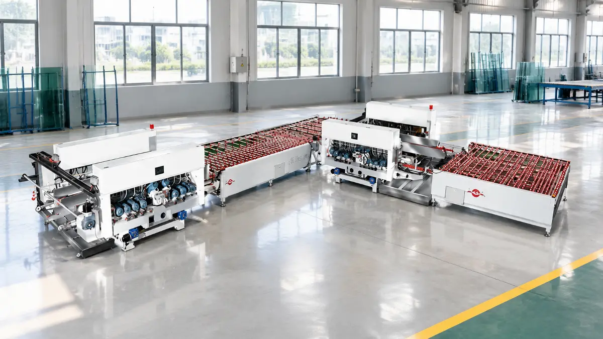 L-Shape Double Edging Machine Line Modular L-shaped double edging machine production line layout
